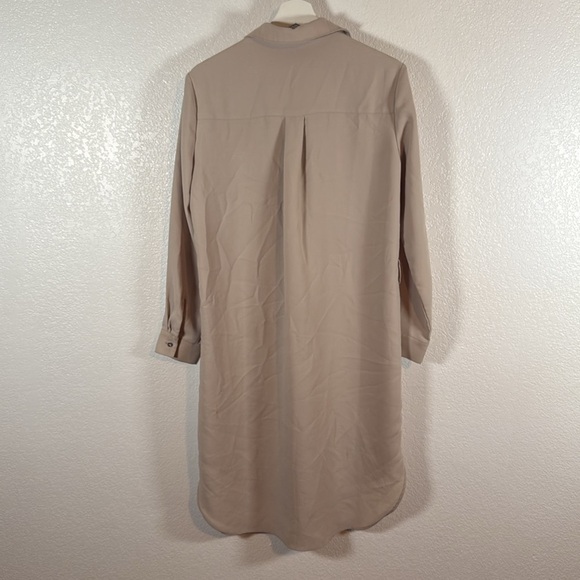 Ndsty Neutral Tan Button Down Career Wear Shirt Dress Size Small - Picture 6 of 10
